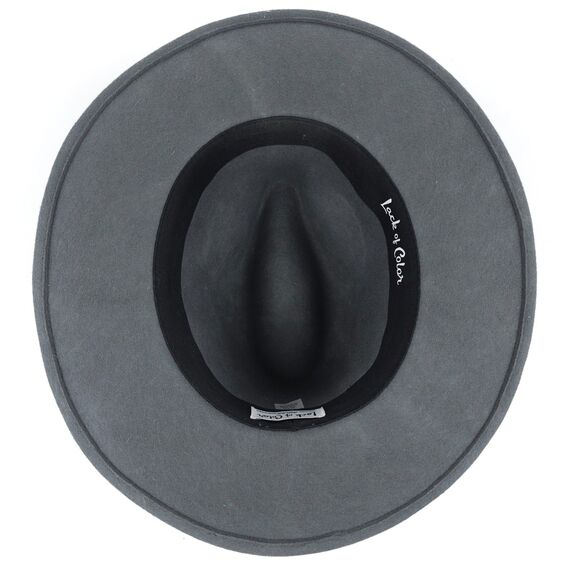 A LACK OF COLOR Rocco Wool Fedora Western Cowgirl Boho Hat Gray Tan Leather 57cm - Picture 9 of 11